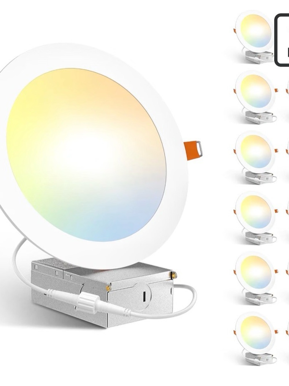 Amico 12 Pack 7 Inch LED Recessed Lighting, Canless Wafer Downlight, White | 5CC